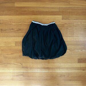 Black Bubble Skirt With Lace Trim Detail